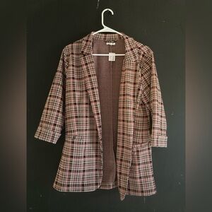 Maurices Red and Black Plaid Blazer